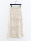 SWAYING 25 Fall/Winter Irregular Diagonal Striped Cutout Maxi Skirt SW-SW25AW3B07C1S2-BAI White
